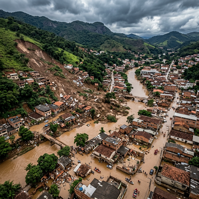Destruição causada pelas chuvas na Zona da Mata - MG